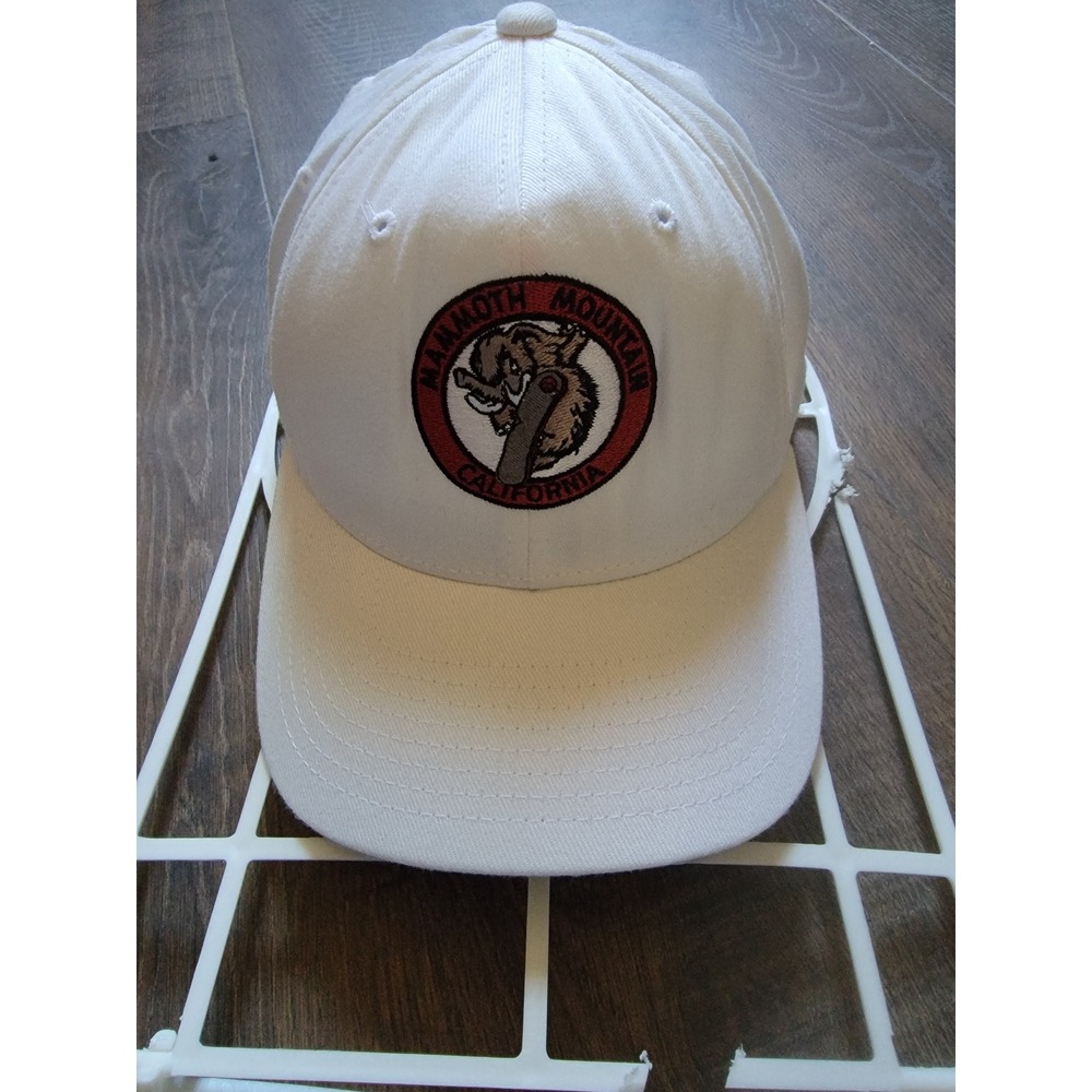 Mammoth‎ Mountain California Flexfit Hat White Yupoong S-M Woolly Mammoth Patch